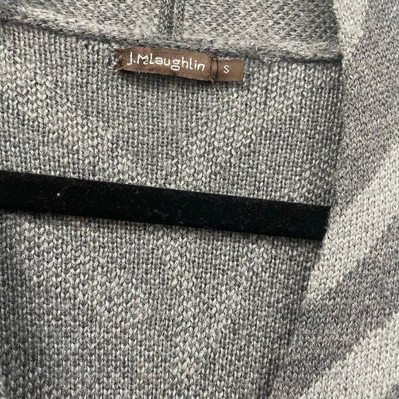 J. McLaughlin Snap Button Up Long Cardigan Sweater Gray Zebra Print Small AS IS - Picture 6 of 7